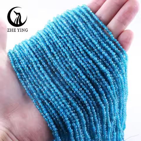 Zhe Ying 2 3 4mm Natural Apatite Gemstone Beads Small Loose Faceted Stone Beads for Bracelet Making 