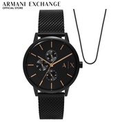 Armani Exchange Men's Analog Watch ( AX7162SET ) - Quartz, Black Case, Round Dial, 20 MM Black Stain