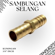 Brass Straight Water Hose Connection 3/8" Inch Brass Hose Connector Brass Straight Hose Connection