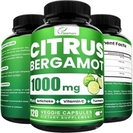 Citrus Bergamot 1000mg with Vitamin C & & Citrus Bergamot Supplement High Absorption Formula 120 Cap