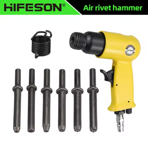 HIFESON Pneumatic Air Rivet Hammer Professional Handheld Semi-Tubular Rivets/Solid Rivets Round Head