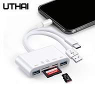 UTHAI C75 New 5in1 USB3.0 Adapter For iPhone Android Tablet SD/TF Card Reader 500mA Support IOS Type-C Lightning USB Hub