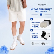 Five pocket BTM men's khaki shorts, regular shape, khaki fabric, faux jeans, form-fitting, flatterin