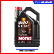 (100% Original) Motul 8100 X-CLEAN 5W40 SN C3 Fully Synthetic Engine Oil (5L) 5W-40