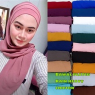 borong 10/20pcs bawal inner plated heavy chiffon with inner cotton pleated 3layer tali ikat belakang