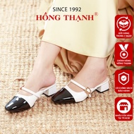 HONG THANH Women's Mule Shoes 4 Inch High Square Heel Comfortable Trendy Patent Leather Women's Mule