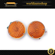 Round Side Dimmer Screw Type 2 Pieces Of Orange Lenses Size 4.5 Inches Jeep Willys CJ3 CJ5 CJ6 CJ2A 