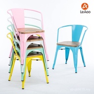 Chair Solid Wood Stool Chair loft Iron Belt Armrest Restaurant Chair Elm Mining Style American Count