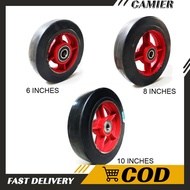 HEAVY DUTY PUSH CART STEEL BODY RUBBER WHEEL 6 INCH / 8 INCH / 10 INCH / 12INCH