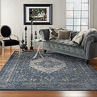 Kathy Ireland Home Malta Vintage Navy 5'3" x 7'7" Area-Rug, Easy-Cleaning, Non Shedding, Bed Room, L