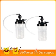 2 Pack Oxygen Humidifier Bottle E with 12" Adapter Tubing Home or Travel Portable O2 Humidification