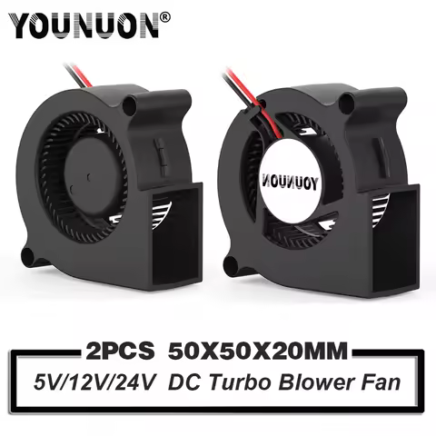 YOUNUON 2PCS 5020 50mm Blower Fans DC 24V 12V 5V 2PIN Dual Ball/Sleeve Bearing Brushless Cooling Fan