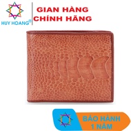 Ví nam da đà điểu da trơn màu vàng bò HK2429