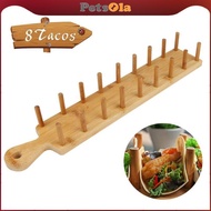 [PETSOLA] Wood Taco Holder Tray Multipurpose Mexican Rolls Holds 8 Tacos Taco Shell Holder Tortilla 