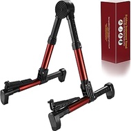 Guitar Stand for Acoustic/Electric/Classical Guitars and Violin, Ukulele, Bass, Banjo, Mandolin -Folding, Portable &amp; Lightweight- Fits Gibson/Fender/Taylor/Yamaha (Metallic Red)