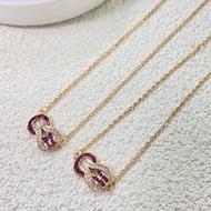 2025 New Product - Color-Segmented 8-Symbol Pink and White Diamond Necklace
