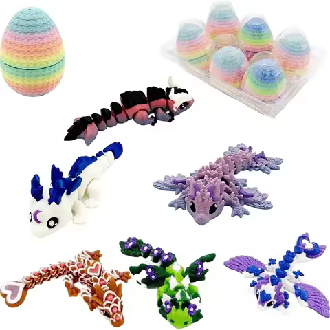 6-Pack Small Mystery Dragon Eggs 2025 New 3D Printed Dragon Eggs with Fully Articulated and Colored 