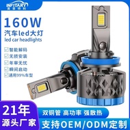 160W Dwi Tiub Tembaga Penukaran Lampu Kereta H11 Lampu Kereta H4 Mentol H7 Lampu LED Lampu Kereta La