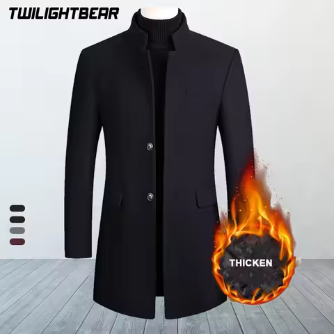 Winter Jackets Men's Wool Blends Coats Solid High Quality Streetwear Business Thicken Woollen Overco