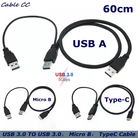 Type-C Micro B USB 3.0 Power Y Cable, Dual USB3.0 Data & USB2.0 Power A Male to USB-C USB 3.0 Cable 