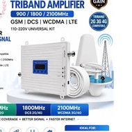 Triband Amplifier Sinyal Seluler 900/1800/2100MHz GSM DCS WCDMA LTE 2G 3G 4G Universal Kit 110-220V