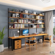 Wall-mounted Solid Wood Carpenter's Combination with Bookshelf loft Integrated Home Desk Industrial 