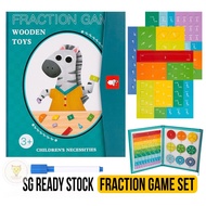Kids Magnetic Fraction Learning Math Toy Wooden Fraction Book Set Magnetic Fraction Tiles & Circles,