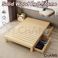 YICHANG Tatami Bed Frame Solid Wood Single Bed Frame With Storage Rental Room