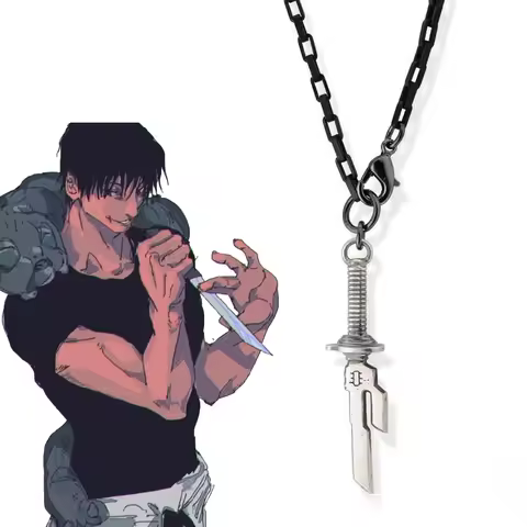Anime Jujutsu Kaisen Toji Fushiguro Cosplay Necklace Inverted Spear of Heaven Weapon Keychain Choker