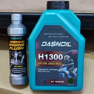 Fast Ship Out Combo DashOil H1300 Semi 1.2 Liter 4T 10w40 + Premium Engine Flush 200ml Dash Oil Engi