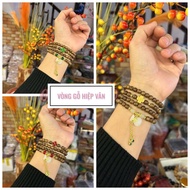 Agarwood ring mixed with lucky 4-leaf clover