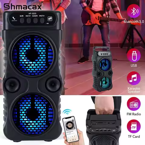 Outdoor Portable Wireless Speaker Dual 3 Inches Music Stereo Subwoofer Bass USB Power Supply For Dan