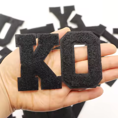 1PC Black 7.CM Chenille Letter Patch Iron on Patch Letters Patch For Jeans Clothes Name Diy T-Shirt 