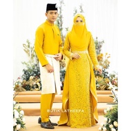 SET BAJU DRESS LAREENDA & BAJU MELAYU PANGLIMA [KUNING MUSTARD YELLOW] NIKAH TUNANG BRIDESMAID COUPL