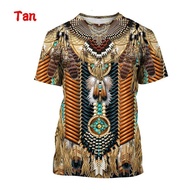 New Men's 3D Print Indian Style T Shirts Retro Native Americans Indian Pattern Short Sleeves T Shirt