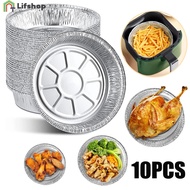 Round Food Tray Container / Practical Kitchen Tool / 10PCS Air Fryers Disposable Aluminum Foil Plates / Oil Proof Aluminum Foil Tin Foil Disc for BBQ, Steaming, Cooking