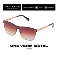 HAWKERS Gold Brown Gradient ONE VENM METAL Sunglasses for Men and Women. UV400 Protection. Official 