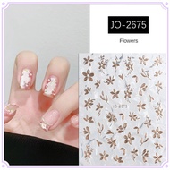 Nail Art Fugui Golden Flower Nail Sticker Flash Rose Gold Five-petal Flower Decal Nail Decoration Ma