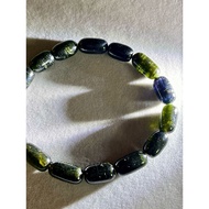 #B735 100% Natural Green & Yellow Tourmaline Bracelet H10mm, 11.5mm, 12mm