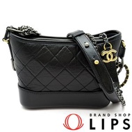 二手香奈兒 Gabrielle de Chanel 小號 Hobo 包 AS1521，小牛皮材質，黑色