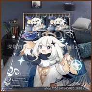 NS5 Genshin Impact Bedsheet Pillowcase combination Comfortable Washable 3IN1 Anime sheet Pillow case