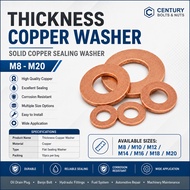 Copper Washer Oil Seal Flat Ring Gasket M8-M20 Crush Sealing Washer Set (THICKNESS)