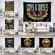Guns N Roses Band Logo Wall Tapestry with Clips Polyester Tapestries Bedroom Wall Hanging Tapestry Home Decoration