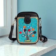 Bohemian Style Handmade Beaded Phone Wallet Featuring Wealth Tree Pattern, Meaning Auspicious, Adjus