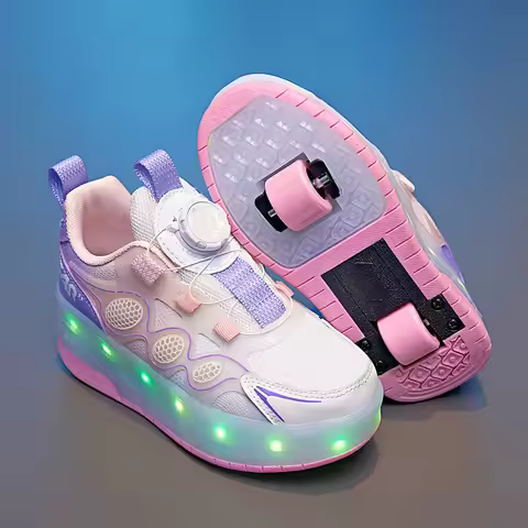 LED Inline Skate Shoes Children's Roller Skating Shoes with Wheels 2 Wheel Skate Shoes Flying Roller