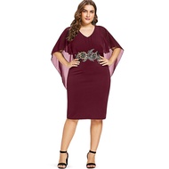 Dinner Dress Plus Size Flower Applique  Bodycon