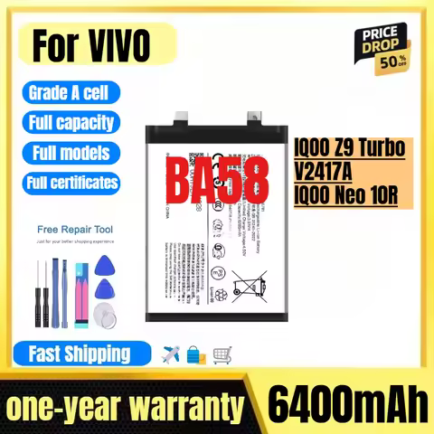 BA58 for VIVO IQOO Z9 Turbo/V2417A/IQOO Neo 10R Phone Battery High Quality High Capacity Replacement