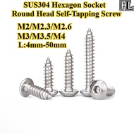 [HL-ZGLS] SUS304, Hexagon Socket Round Head Self-Tapping Screw, M2/M2.3/M2.6/M3/M3.5/M4, Hexagon Soc