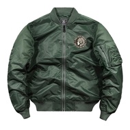 LUPAN | แจ็คเก็ตทหารแบบ MA1 ผู้ชาย สีเขียวทหาร บาง