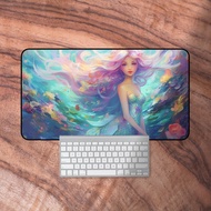 Desk Mat Mermaidcore, Mermaid Mouse Pad, Fantasy Keyboard Mat, Pastel Gaming Desk Mat, Cute Desk Mat, Gift for Mermaid Lovers